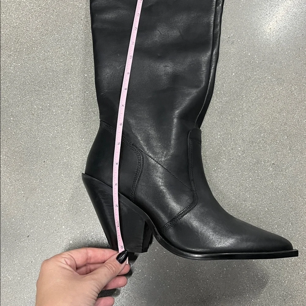 Free People Triple Crown Over The Knee Boot Black Leather Slouchy